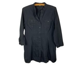Autograph Black Button Down Long Tunic Top - Size L